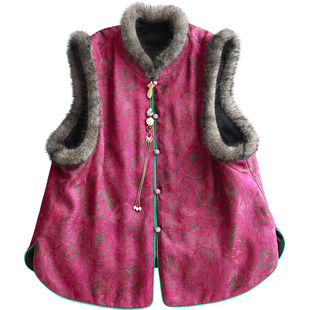 云澍原创 花罗香云纱新中式国风真丝桑蚕丝印花加棉马甲上衣女冬