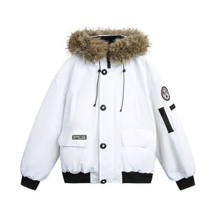 TIRED三防派克服毛领棉衣冬季情侣廓形潮牌防寒保暖工装棉服外套