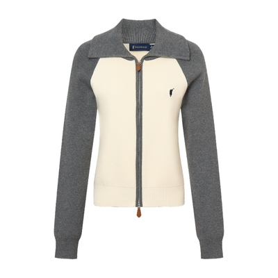 POLOWALK长袖翻领针织衫女式2025秋季新品撞色拉链开衫显瘦上衣女