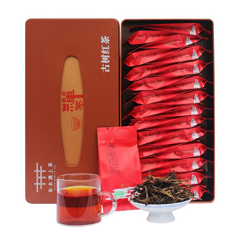 正宗云南凤庆滇红茶野生古树红茶晒红茶特级明前春茶200g礼盒25袋