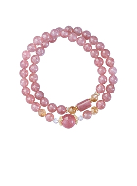 阿吉豆手链女款粉水晶国风手串珠