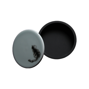 宣品书房萌虎墨海文房四宝精品砚台天然原石安徽宣砚书法专用带盖陶瓷盖磨墨原创设计可爱创意便携墨海包邮