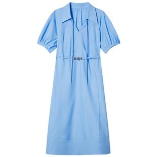 诗篇专选宽松H型翻领腰带收腰简约连衣裙夏款