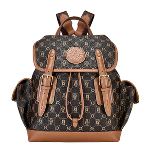 暇步士女包2026新款双肩包复古老花潮流百搭书包旅行大容量包包女