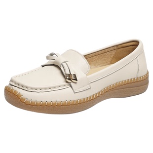 红蜻蜓妈妈皮鞋2026春季新款女鞋中老年鞋子舒适真皮软底平底单鞋