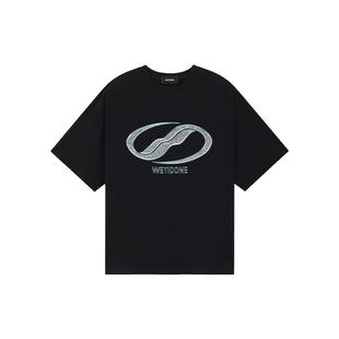 WE11DONE男女同款基础款水洗T恤水晶装饰logo短袖上衣