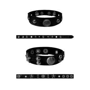 TecNineGroup DROP2 ROCKSTAR摇滚之星 头层牛皮做旧金属手环黑蓝