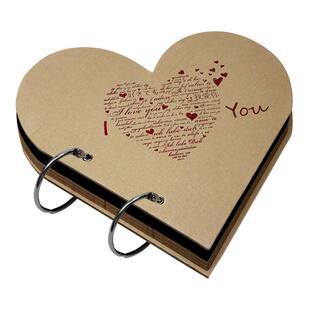 七夕情人节礼物爱情心形相册高颜值丝带硬壳加厚牛皮卡纸黑卡纸本12开扣环毕业纪念册同学录创意高档情侣