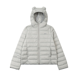 Amoeba甜酷小熊耳朵连帽排骨羽绒服90白鸭绒女冬季轻薄保暖外套