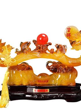 中式吉祥如意摆件开业乔迁礼品玄关客厅酒柜电视柜树脂工艺装饰品
