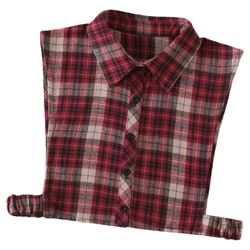 芮汀磨毛格子假领子百搭