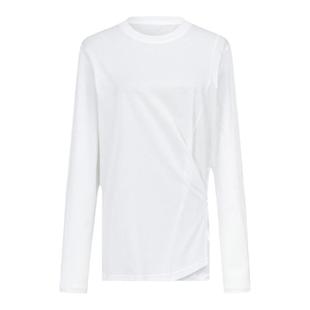 曼德诗纯色长袖T恤2025秋季新款简约设计感小众气质不规则上衣女