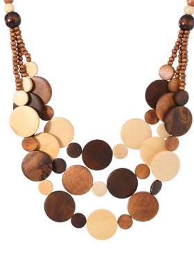 复古风木质串珠个性项链女毛衣链