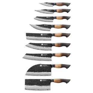 信作墨系列全套厨房刀具大马士革钢菜刀家用料厨刀切片刀砍骨刀