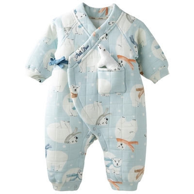 [北极奇遇]aqpa爱帕新生儿婴儿衣服保暖冬装夹棉连体衣哈衣外出服