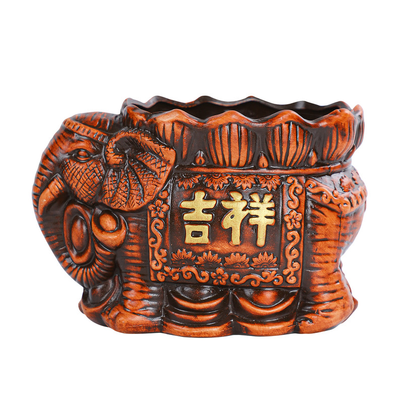 大象造型花盆吉祥如意复古典花器装饰摆件花卉盆桌面创意绿植盆栽