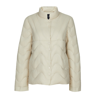 BALUODI芭罗蒂女装专柜冬装时尚米白色上肩袖立领直身型女羽绒服