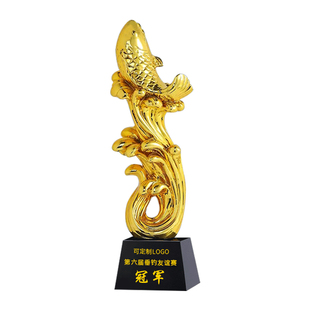 钓鱼比赛奖杯水晶定制黑坑鱼塘垂钓单尾最重总量冠军钓鱼能手奖牌