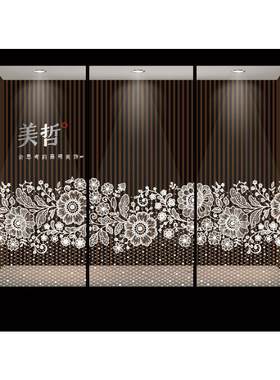 精致蕾丝花边橱窗装饰静电贴纸