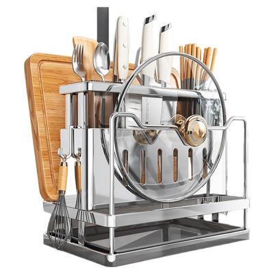 不锈钢厨房菜刀锅盖台面砧板架