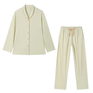 全棉时代水光棉磨毛家居服套装秋冬男士睡衣女士纯棉长袖长裤情侣