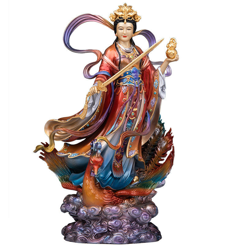 铜雕彩绘贴金九天玄女娘娘神像