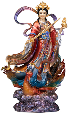 铜雕彩绘贴金九天玄女娘娘神像