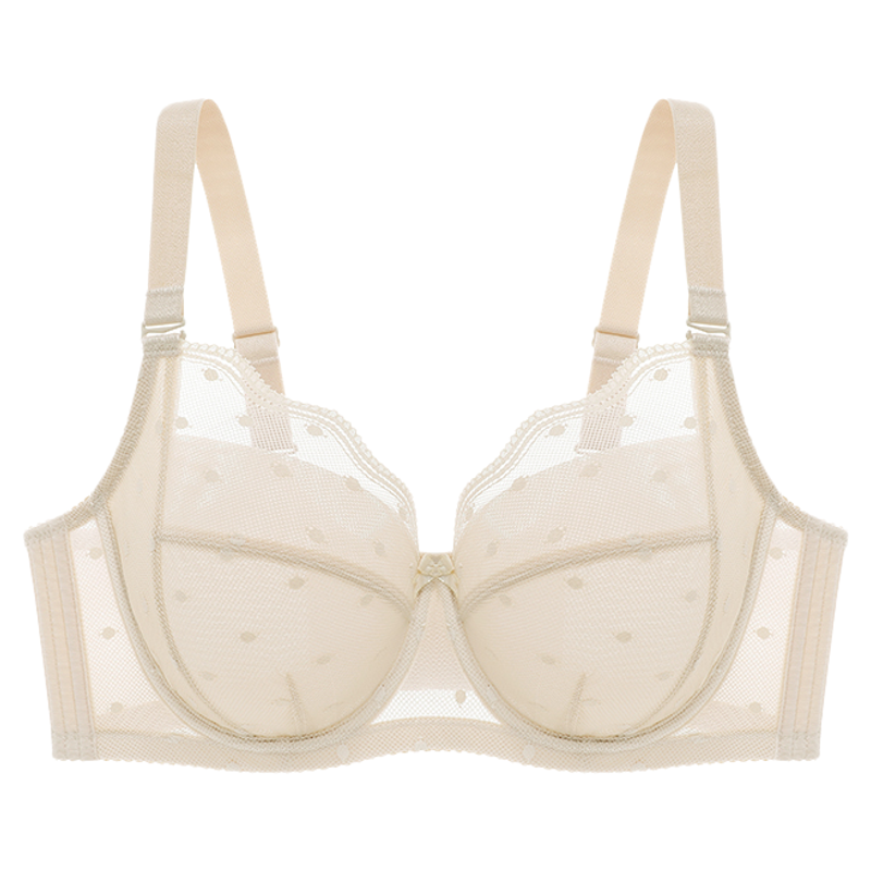 怡倩沐夏芭蕾超薄款大胸显小文胸女收副乳全罩杯聚拢性感蕾丝内衣