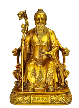 黄铜月老星君神像摆件牵红线
