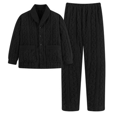 猫人男士珊瑚绒睡衣加绒加厚冬季