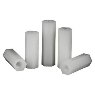 尼龙柱平头六角双通螺柱隔离柱白黑色塑料支撑柱间隔柱M2.5M3M4M5