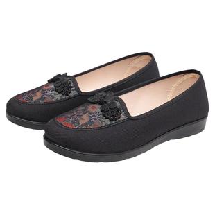 老北京布鞋老年妈妈鞋圆头宽松防滑软底老太太单鞋大脚骨老人女鞋