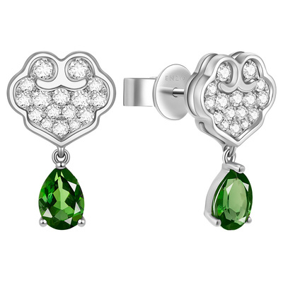 enzo经典彩宝18K金碧玺钻石耳钉