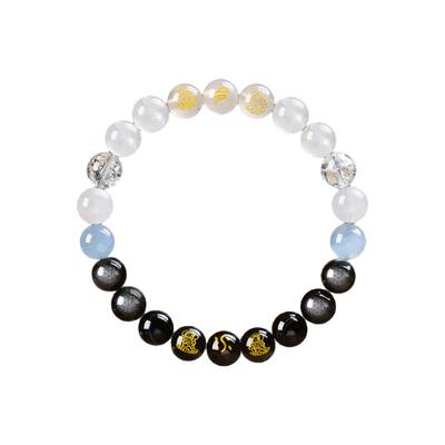 五行水晶金木水火土互补平衡手链
