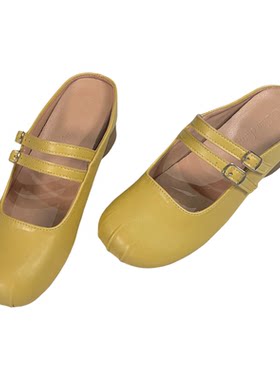 夏季女包头半拖粗跟增高7cm
