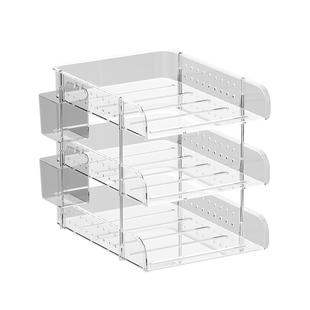 桌面置物架透明A4文件办公室文件放置架打印纸大容量工位整理神器