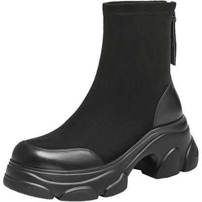 TATA他她喵爪靴冬季时装靴弹力靴女靴瘦瘦靴加绒短靴子CEG07DZ5