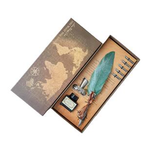 羽毛笔蘸水笔古典欧式复古威卡专用手工墨水搭档