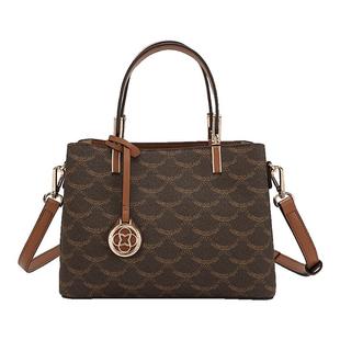 稻草人包包女士新款撞色休闲中年手提包小众妈妈包百搭简约斜挎包