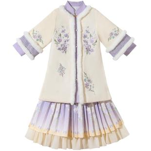 汉服女童冬季2025新款儿童古风唐装秋冬款古装拜年服国风过年冬装
