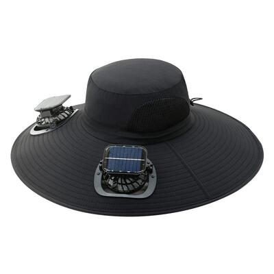 路瓦渔夫帽男夏风扇大檐透气防晒