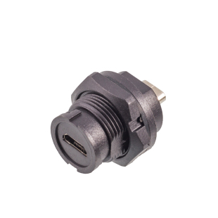 卡扣式micro USB防水连接器 USB2.0数据线公头转母头工业充电插座