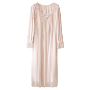 BIEN仙女睡裙网纱莫代尔秋季新款带胸垫可外穿甜美公主宫廷风睡衣