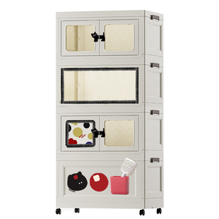 多层猫厕所猫窝收纳一体柜走廊式防带砂半封闭隔臭猫砂盆可移动