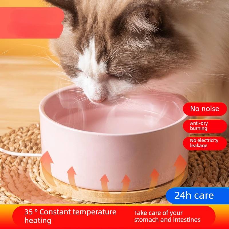 猫碗陶瓷恒温猫咪饮水机水碗加热冬季喝水碗猫食盆猫咪碗狗狗食盆