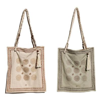 MONSECRET亚麻印花大容量女包