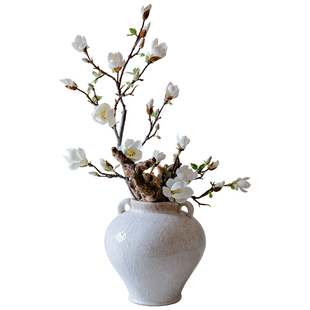 新中式仿真白色玉兰花家居装饰花束客厅桌面插花摆件摄影道具摆设