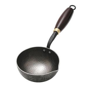 章丘泼油锅热油小锅长柄泼油锅无涂层热油专用泼油锅热锻迷你铁锅