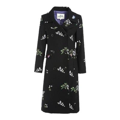 声雨竹2021年冬季毛呢外套中长款