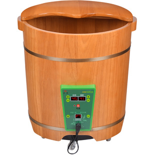泡脚桶木桶加热恒温足浴桶家用过小腿洗脚桶木质高深桶按摩木盆